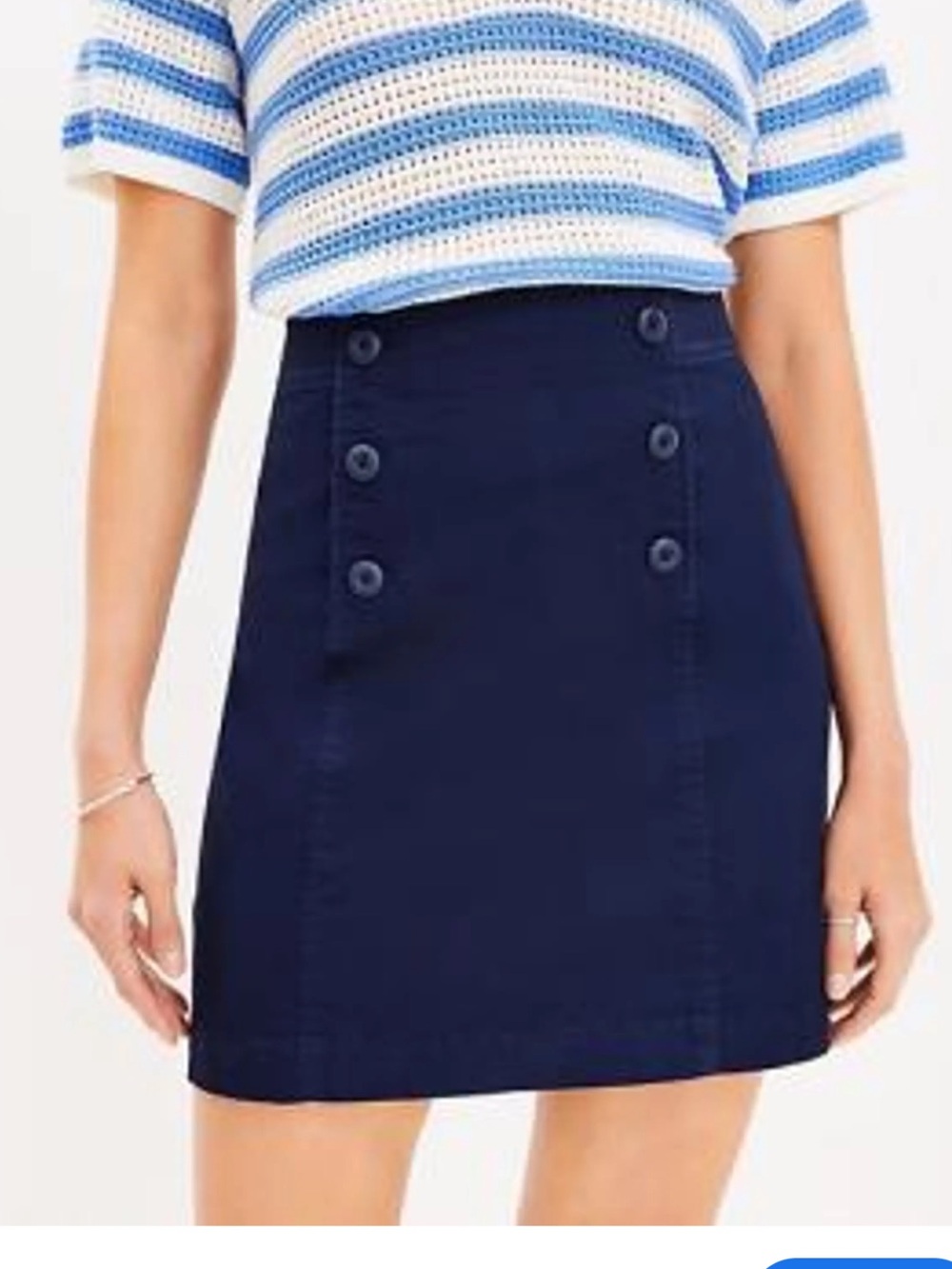 LOFT Navy Double-Button Nautical Mini Skirt - worn a few times